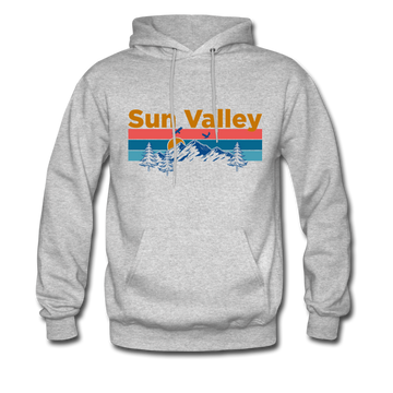 Sun Valley, Idaho Hoodie - Retro Mountain & Birds Sun Valley Hooded Sweatshirt - heather gray