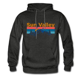 Sun Valley, Idaho Hoodie - Retro Mountain & Birds Sun Valley Hooded Sweatshirt - charcoal gray