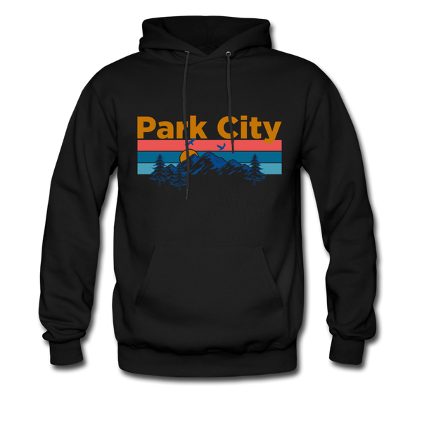 Park City, Utah Hoodie - Retro Mountain & Birds Park City Hooded Sweatshirt - black