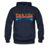 Park City, Utah Hoodie - Retro Mountain & Birds Park City Hooded Sweatshirt - navy