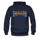 Park City, Utah Hoodie - Retro Mountain & Birds Park City Hooded Sweatshirt - navy