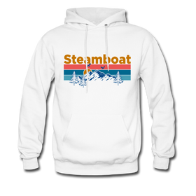 Steamboat, Colorado Hoodie - Retro Mountain & Birds Steamboat Hooded Sweatshirt - white