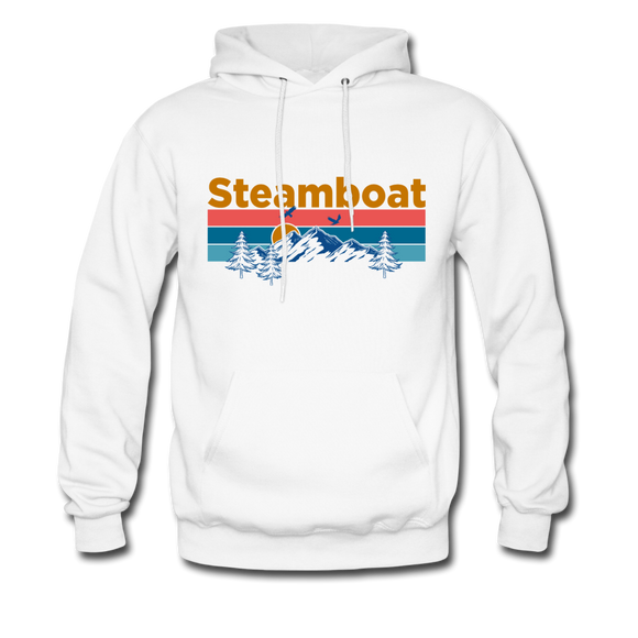 Steamboat, Colorado Hoodie - Retro Mountain & Birds Steamboat Hooded Sweatshirt - white