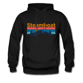 Steamboat, Colorado Hoodie - Retro Mountain & Birds Steamboat Hooded Sweatshirt - black