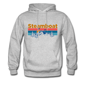 Steamboat, Colorado Hoodie - Retro Mountain & Birds Steamboat Hooded Sweatshirt - heather gray