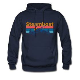 Steamboat, Colorado Hoodie - Retro Mountain & Birds Steamboat Hooded Sweatshirt - navy