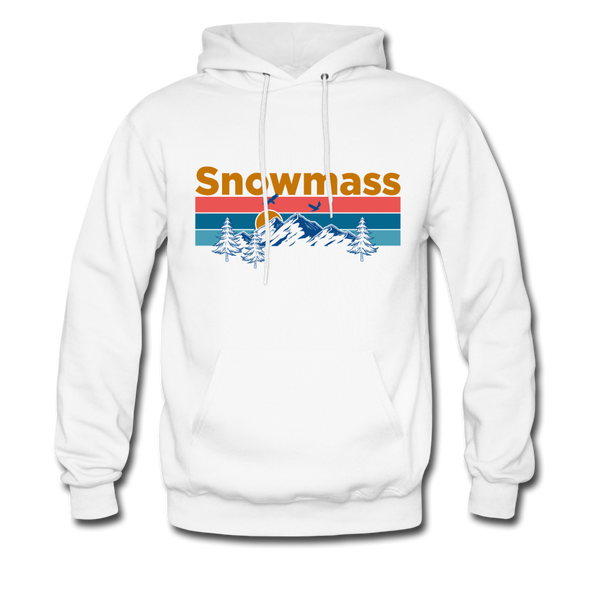 Snowmass, Colorado Hoodie - Retro Mountain & Birds Snowmass Hooded Sweatshirt - white