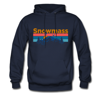 Snowmass, Colorado Hoodie - Retro Mountain & Birds Snowmass Hooded Sweatshirt - navy