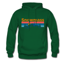 Snowmass, Colorado Hoodie - Retro Mountain & Birds Snowmass Hooded Sweatshirt - forest green