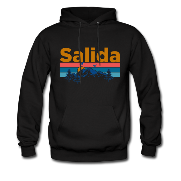 Salida, Colorado Hoodie - Retro Mountain & Birds Salida Hooded Sweatshirt - black