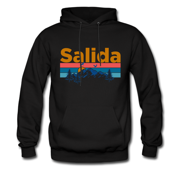 Salida, Colorado Hoodie - Retro Mountain & Birds Salida Hooded Sweatshirt - black