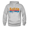 Salida, Colorado Hoodie - Retro Mountain & Birds Salida Hooded Sweatshirt - heather gray