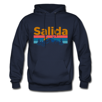 Salida, Colorado Hoodie - Retro Mountain & Birds Salida Hooded Sweatshirt - navy