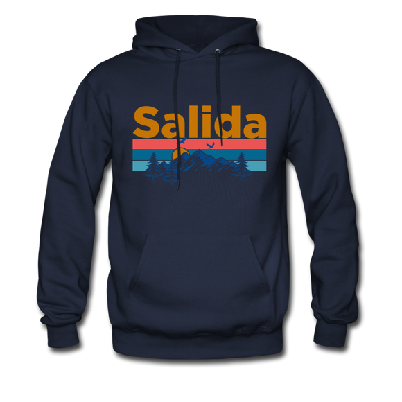 Salida, Colorado Hoodie - Retro Mountain & Birds Salida Hooded Sweatshirt - navy