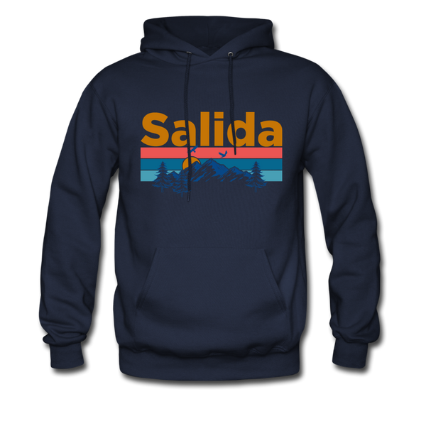 Salida, Colorado Hoodie - Retro Mountain & Birds Salida Hooded Sweatshirt - navy