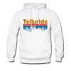 Telluride, Colorado Hoodie - Retro Mountain & Birds Telluride Hooded Sweatshirt - white
