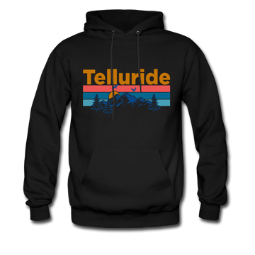 Telluride, Colorado Hoodie - Retro Mountain & Birds Telluride Hooded Sweatshirt - black