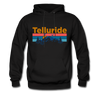 Telluride, Colorado Hoodie - Retro Mountain & Birds Telluride Hooded Sweatshirt - black