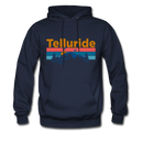 Telluride, Colorado Hoodie - Retro Mountain & Birds Telluride Hooded Sweatshirt - navy
