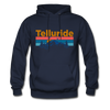 Telluride, Colorado Hoodie - Retro Mountain & Birds Telluride Hooded Sweatshirt - navy