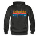 Telluride, Colorado Hoodie - Retro Mountain & Birds Telluride Hooded Sweatshirt - charcoal gray