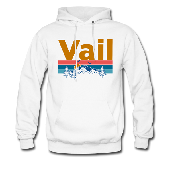 Vail, Colorado Hoodie - Retro Mountain & Birds Vail Hooded Sweatshirt - white