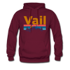 Vail, Colorado Hoodie - Retro Mountain & Birds Vail Hooded Sweatshirt - burgundy