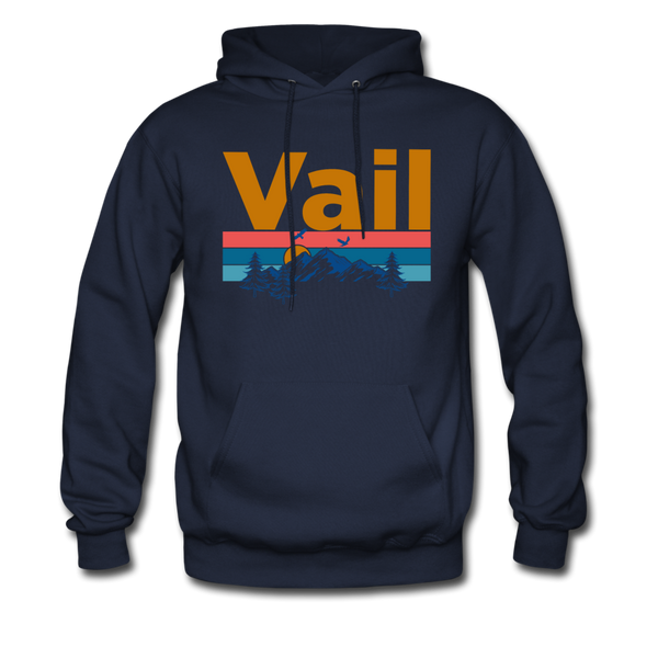 Vail, Colorado Hoodie - Retro Mountain & Birds Vail Hooded Sweatshirt - navy
