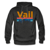 Vail, Colorado Hoodie - Retro Mountain & Birds Vail Hooded Sweatshirt - charcoal gray