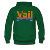 Vail, Colorado Hoodie - Retro Mountain & Birds Vail Hooded Sweatshirt - forest green
