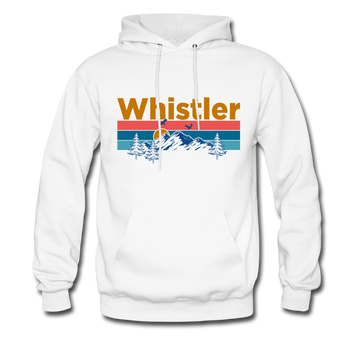 Whistler, Canada Hoodie - Retro Mountain & Birds Whistler Hooded Sweatshirt - white