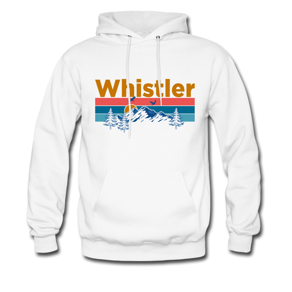 Whistler, Canada Hoodie - Retro Mountain & Birds Whistler Hooded Sweatshirt - white