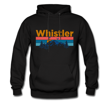 Whistler, Canada Hoodie - Retro Mountain & Birds Whistler Hooded Sweatshirt - black