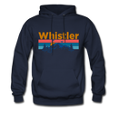 Whistler, Canada Hoodie - Retro Mountain & Birds Whistler Hooded Sweatshirt - navy