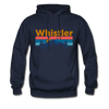 Whistler, Canada Hoodie - Retro Mountain & Birds Whistler Hooded Sweatshirt - navy