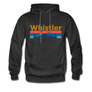 Whistler, Canada Hoodie - Retro Mountain & Birds Whistler Hooded Sweatshirt - charcoal gray