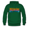 Whistler, Canada Hoodie - Retro Mountain & Birds Whistler Hooded Sweatshirt - forest green