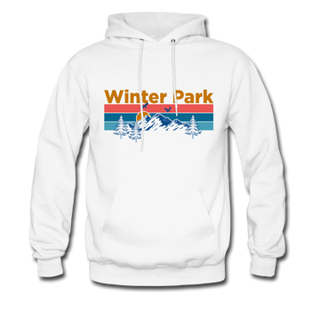 Winter Park, Colorado Hoodie - Retro Mountain & Birds Winter Park Hooded Sweatshirt - white