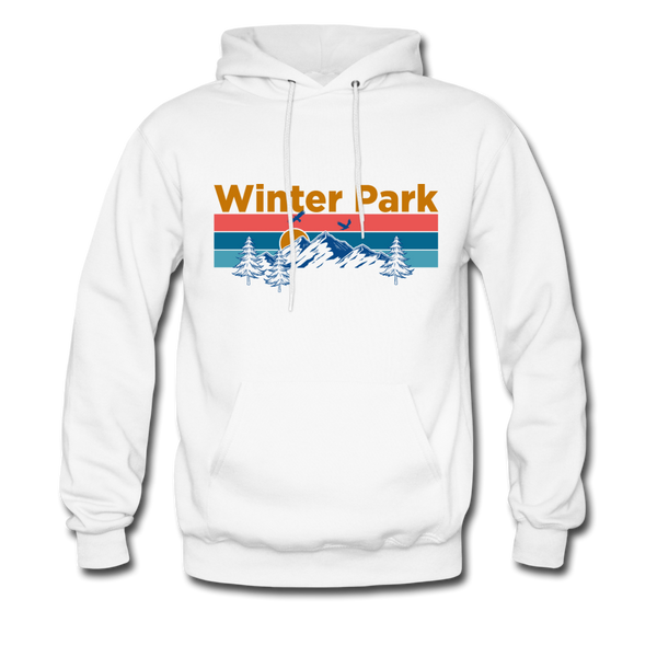 Winter Park, Colorado Hoodie - Retro Mountain & Birds Winter Park Hooded Sweatshirt - white