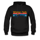 Winter Park, Colorado Hoodie - Retro Mountain & Birds Winter Park Hooded Sweatshirt - black