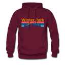 Winter Park, Colorado Hoodie - Retro Mountain & Birds Winter Park Hooded Sweatshirt - burgundy