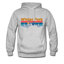 Winter Park, Colorado Hoodie - Retro Mountain & Birds Winter Park Hooded Sweatshirt - heather gray
