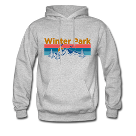 Winter Park, Colorado Hoodie - Retro Mountain & Birds Winter Park Hooded Sweatshirt - heather gray
