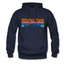 Winter Park, Colorado Hoodie - Retro Mountain & Birds Winter Park Hooded Sweatshirt - navy
