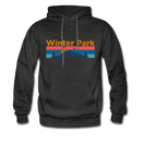 Winter Park, Colorado Hoodie - Retro Mountain & Birds Winter Park Hooded Sweatshirt - charcoal gray