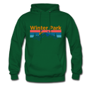 Winter Park, Colorado Hoodie - Retro Mountain & Birds Winter Park Hooded Sweatshirt - forest green