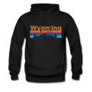 Wyoming Hoodie - Retro Mountain & Birds Wyoming Hooded Sweatshirt - black