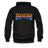 Wyoming Hoodie - Retro Mountain & Birds Wyoming Hooded Sweatshirt - black