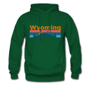 Wyoming Hoodie - Retro Mountain & Birds Wyoming Hooded Sweatshirt - forest green