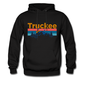 Truckee, California Hoodie - Retro Mountain & Birds Truckee Hooded Sweatshirt - black